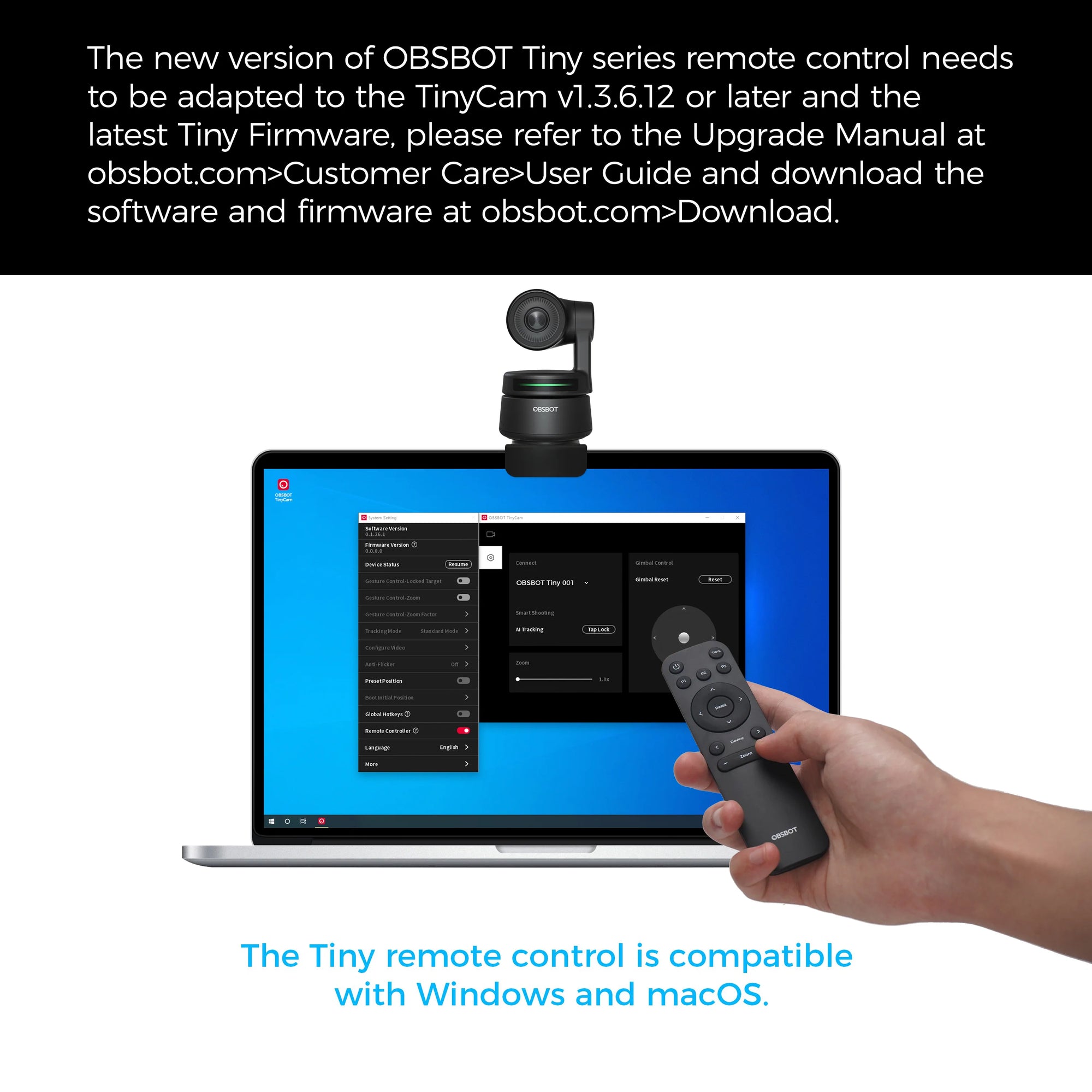OBSBOT Tiny Remote Control (Compatible with Windows and macOS)