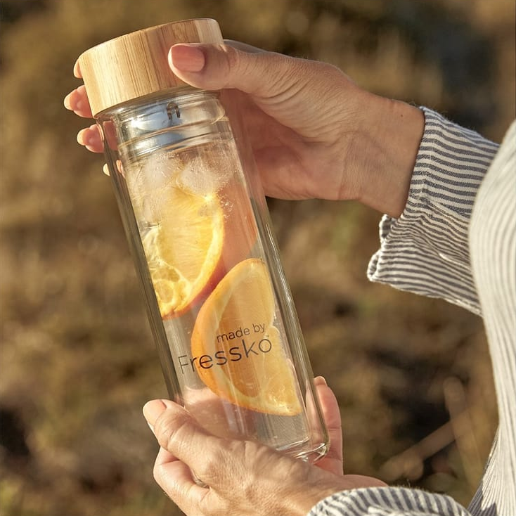 Made by Fressko Insulated Glass Bottle & Tea/Fruit Infuser