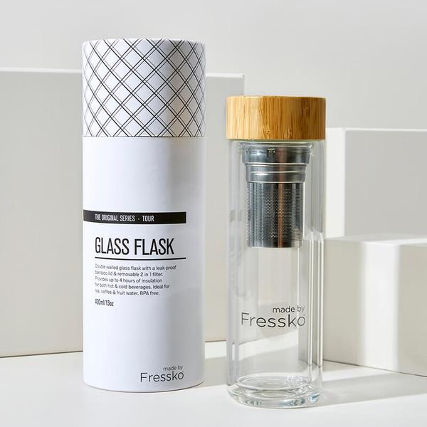 Made by Fressko Insulated Glass Bottle &amp; Tea/Fruit Infuser