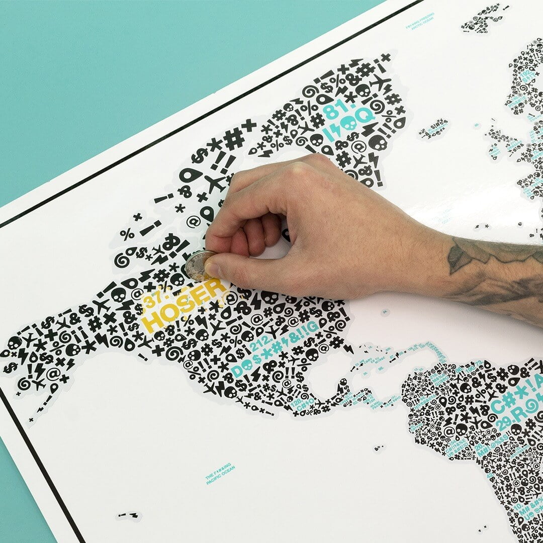 Scratch Map Of The F*#?Ing World | LUCKIES OF LONDON