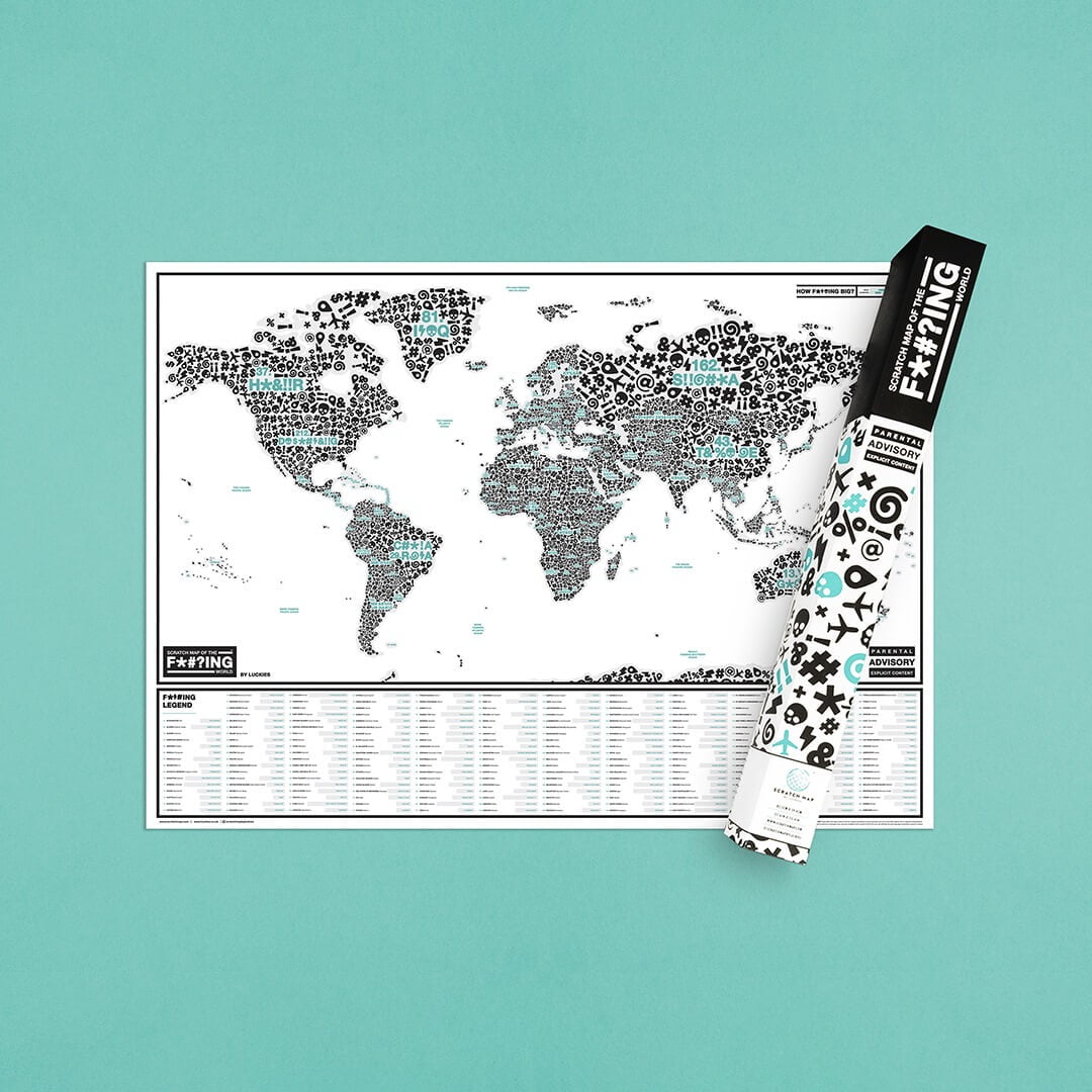 Scratch Map Of The F*#?Ing World | LUCKIES OF LONDON