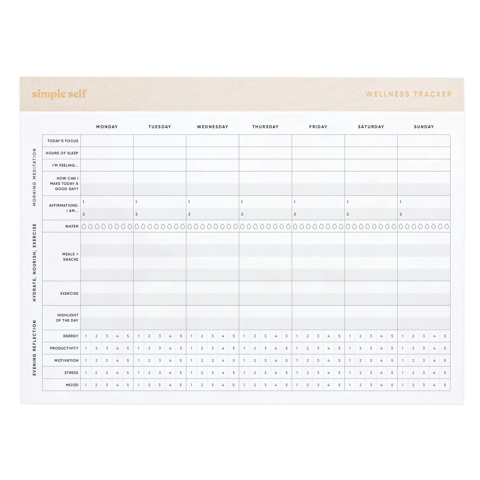 Wellness Tracker Planning Pad | Simple Self