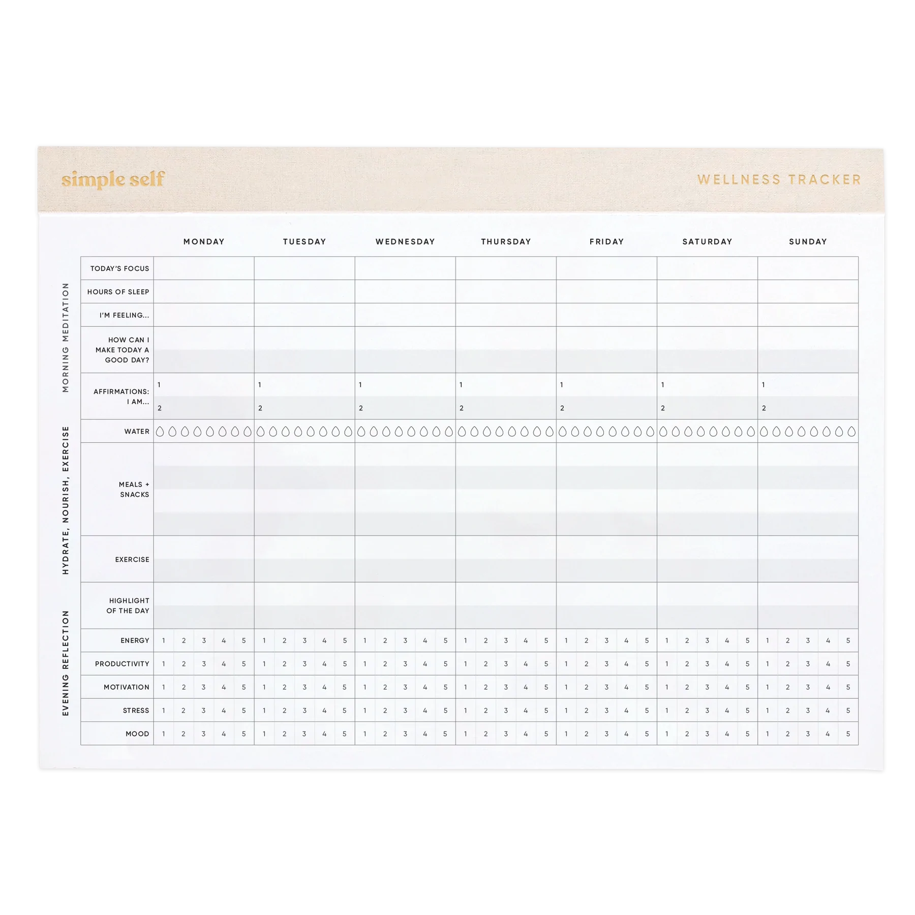 Wellness Tracker Planning Pad | Simple Self