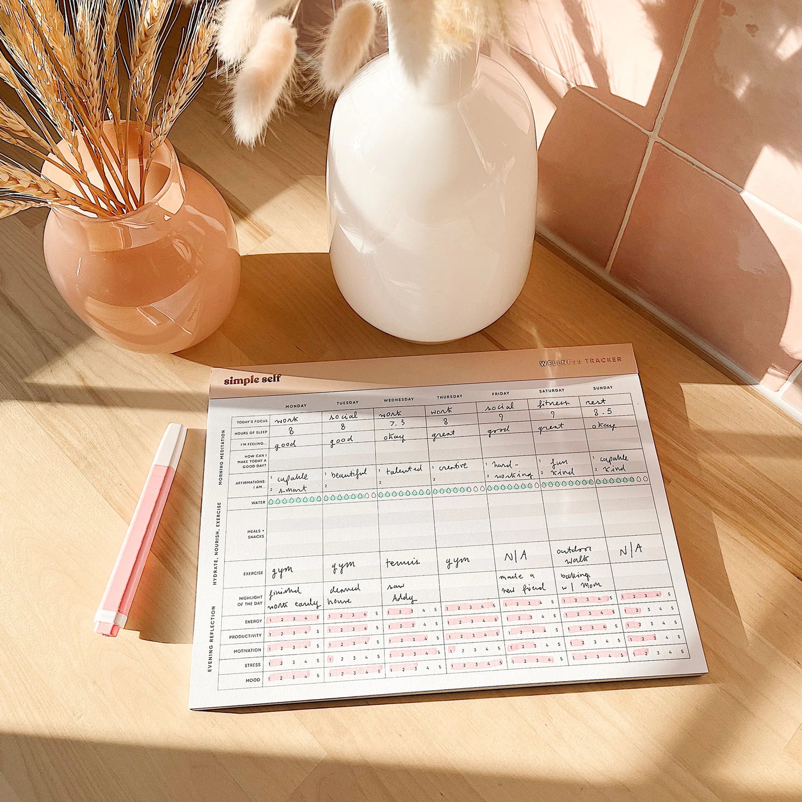 Wellness Tracker Planning Pad | Simple Self